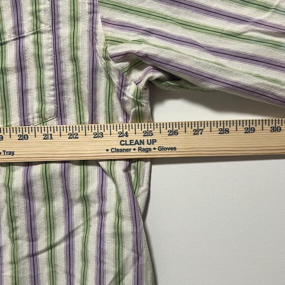 Sean John Shirt Long Sleeve Button White w/ Purple Green Stripes Men's size XXL - Picture 3 of 7